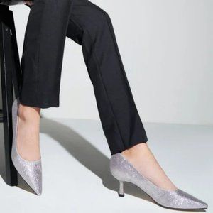 Silver Mid Heel Pumps